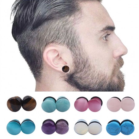 Fashion Natural Stone Multiple Sizes Available Plugs Earrings for Men And Women(4-16mm)