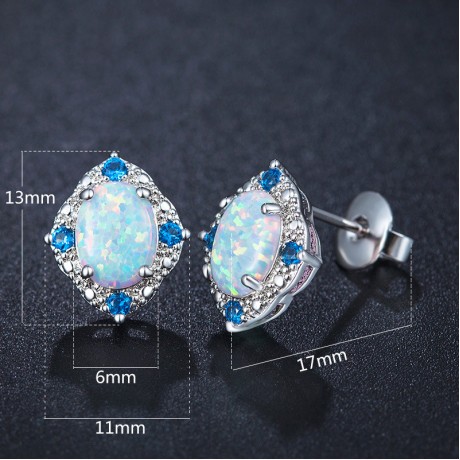 Handmade Composite Opals Gems Earrings For Women