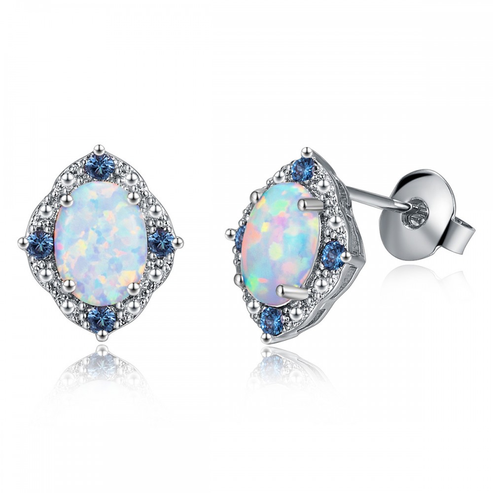 Handmade Composite Opals Gems Earrings For Women
