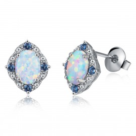 Handmade Composite Opals Gems Earrings For Women 