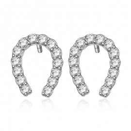 925 Sterling Silver Earring Fashion U Shape Diamond Earrings For Girls 