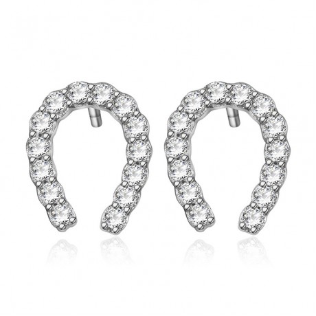 925 Sterling Silver Earring Fashion U Shape Diamond Earrings For Girls