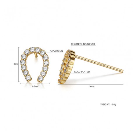 925 Sterling Silver Earring Fashion U Shape Diamond Earrings For Girls