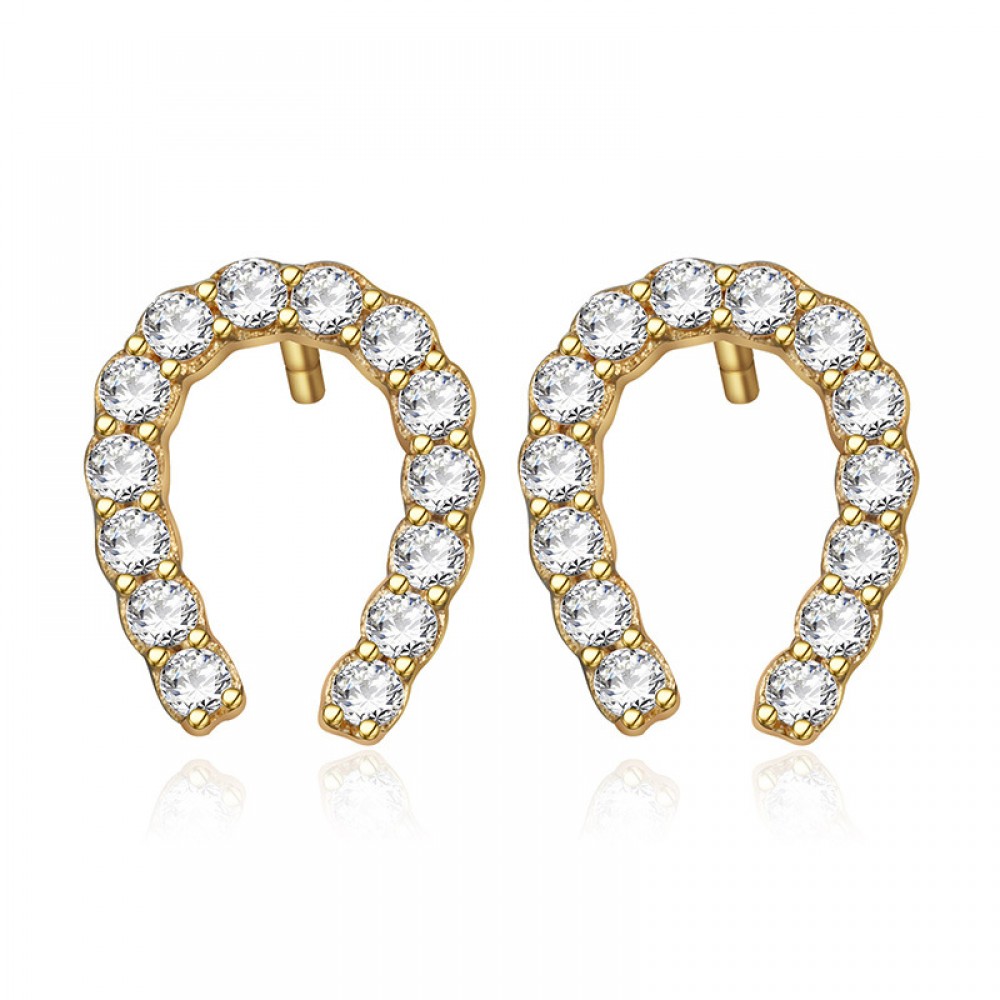 925 Sterling Silver Earring Fashion U Shape Diamond Earrings For Girls