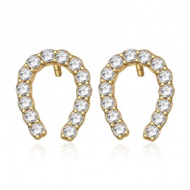 925 Sterling Silver Earring Fashion U Shape Diamond Earrings For Girls