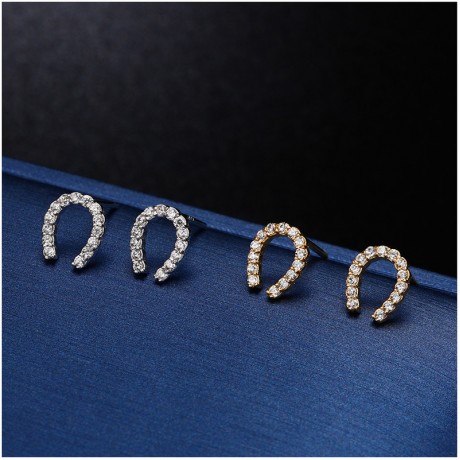 925 Sterling Silver Earring Fashion U Shape Diamond Earrings For Girls