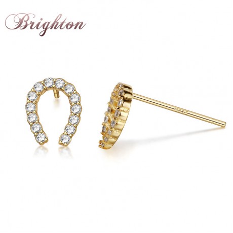 925 Sterling Silver Earring Fashion U Shape Diamond Earrings For Girls