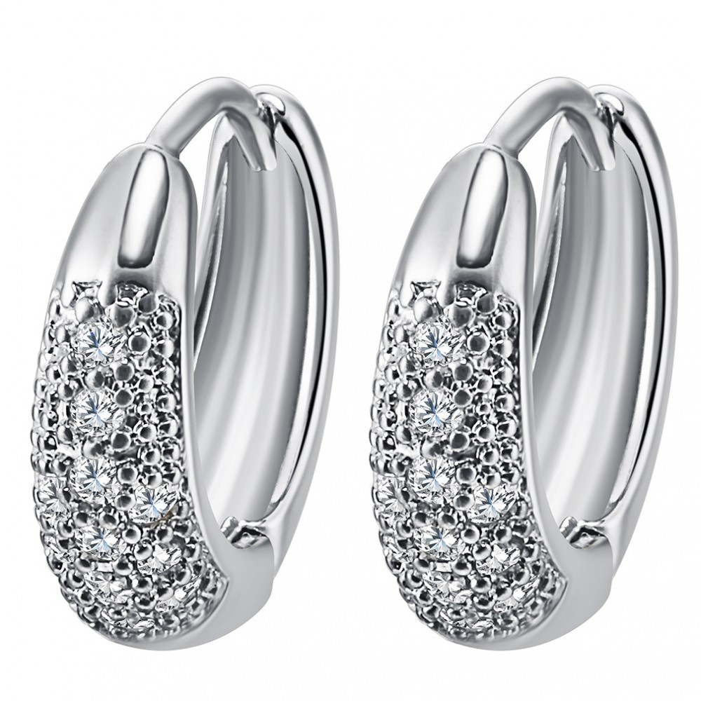 18K White Gold Azorite Earring Allergy Free Hoop Earrings For Women And Girls