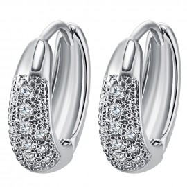 18K White Gold Azorite Earring Allergy Free Hoop Earrings For Women And Girls