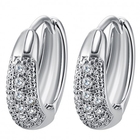 18K White Gold Azorite Earring Allergy Free Hoop Earrings For Women And Girls
