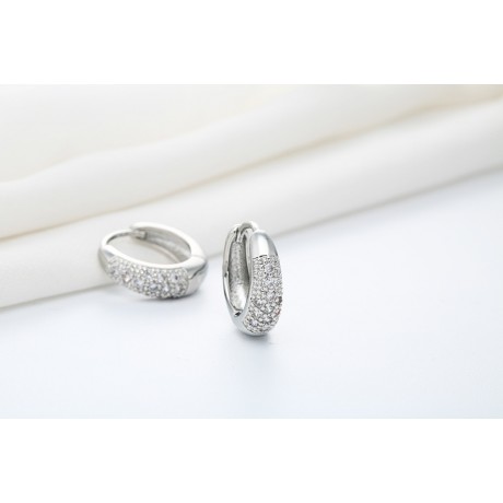 18K White Gold Azorite Earring Allergy Free Hoop Earrings For Women And Girls