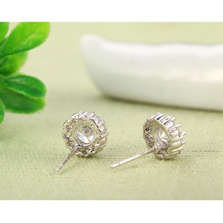 9.3mm Brilliant Flower Stud Earrings for Women Girls