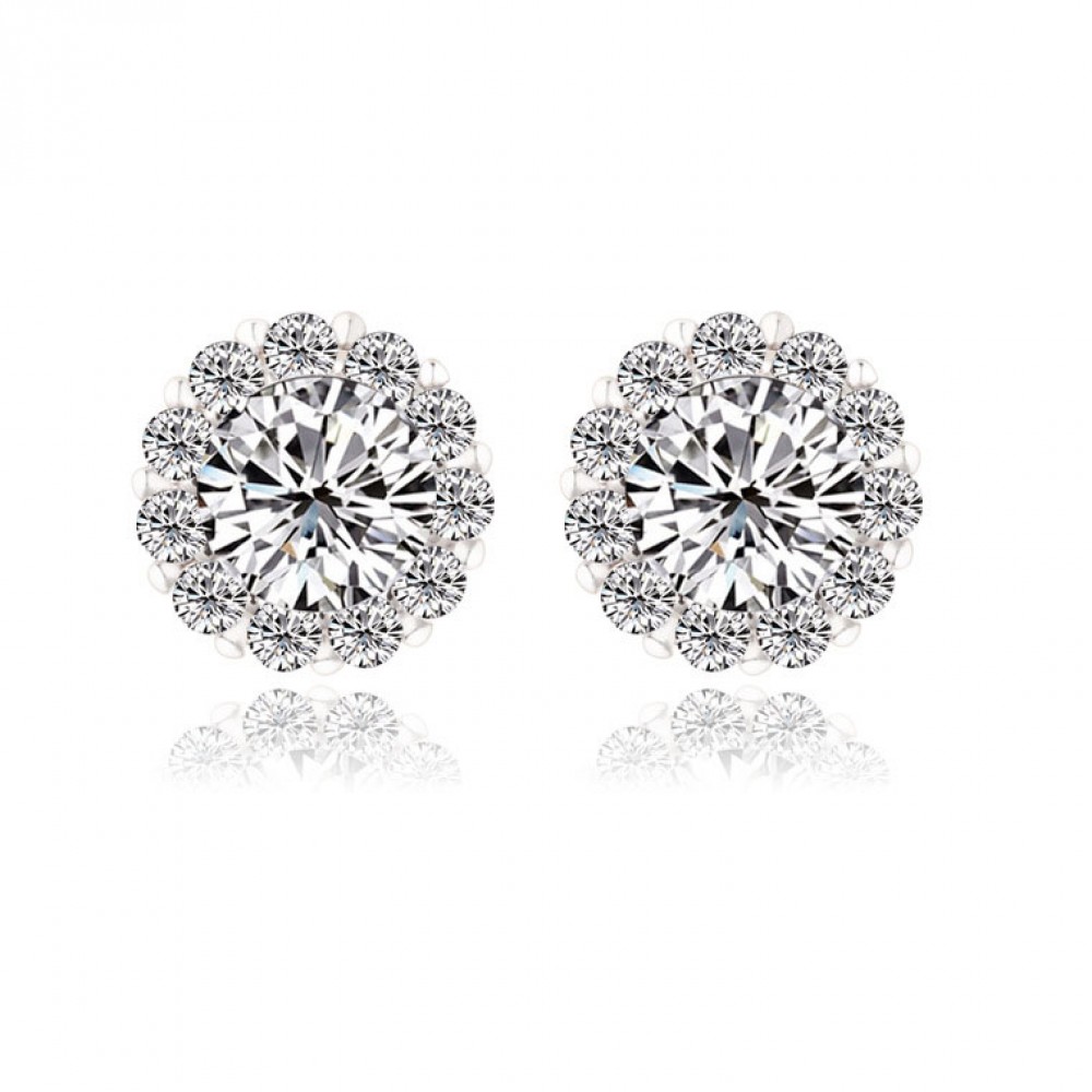 9.3mm Brilliant Flower Stud Earrings for Women Girls