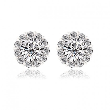 9.3mm Brilliant Flower Stud Earrings for Women Girls