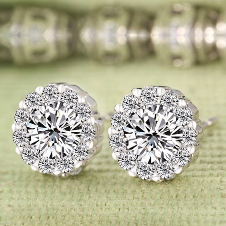 9.3mm Brilliant Flower Stud Earrings for Women Girls