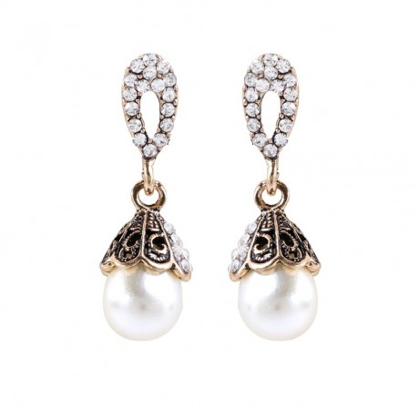 Elegant Vintage Pearl Earrings Diamond stud Earrings Jewelry Accessories for Women Girls Birthday Festival Party Gift