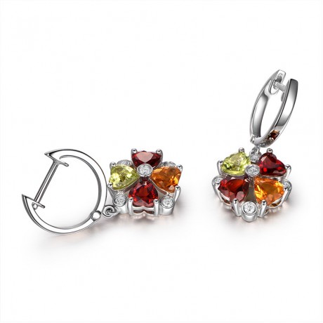 18K Gold Fashion Earring Colorful Crystal Gemstone Dangle Earring for Women