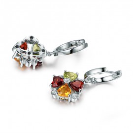 18K Gold Fashion Earring Colorful Crystal Gemstone Dangle Earring for Women 
