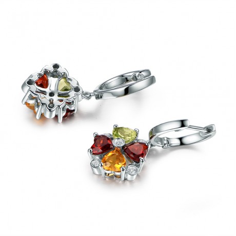 18K Gold Fashion Earring Colorful Crystal Gemstone Dangle Earring for Women