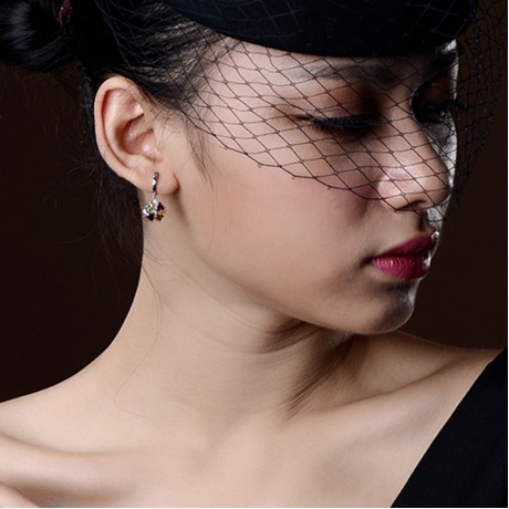18K Gold Fashion Earring Colorful Crystal Gemstone Dangle Earring for Women