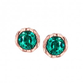 Rose Gold-Plated Colorful Cluster Round Cut Stud Earrings  
