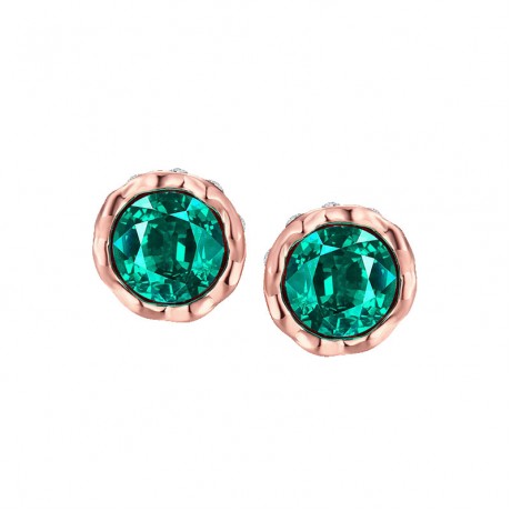 Rose Gold-Plated Colorful Cluster Round Cut Stud Earrings 