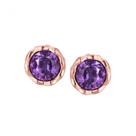Rose Gold-Plated Colorful Cluster Round Cut Stud Earrings 