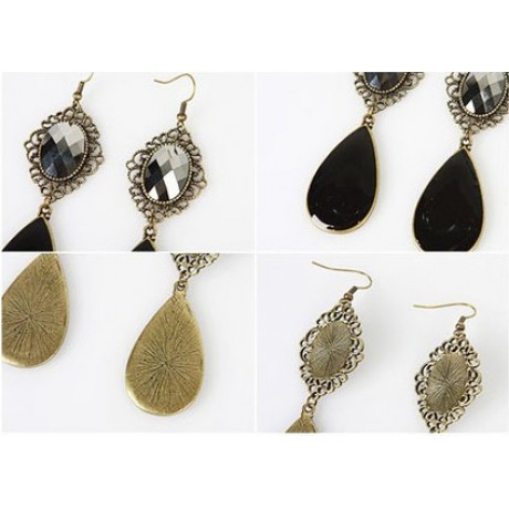 Multi-Cut Drop Long Earrings Crystal Pendant Vintage Long Brilliant Earrings For Women