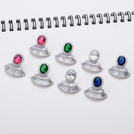 Fashion Earring Sector Crystal Geometric Earrings For Women Girls Party Shopping