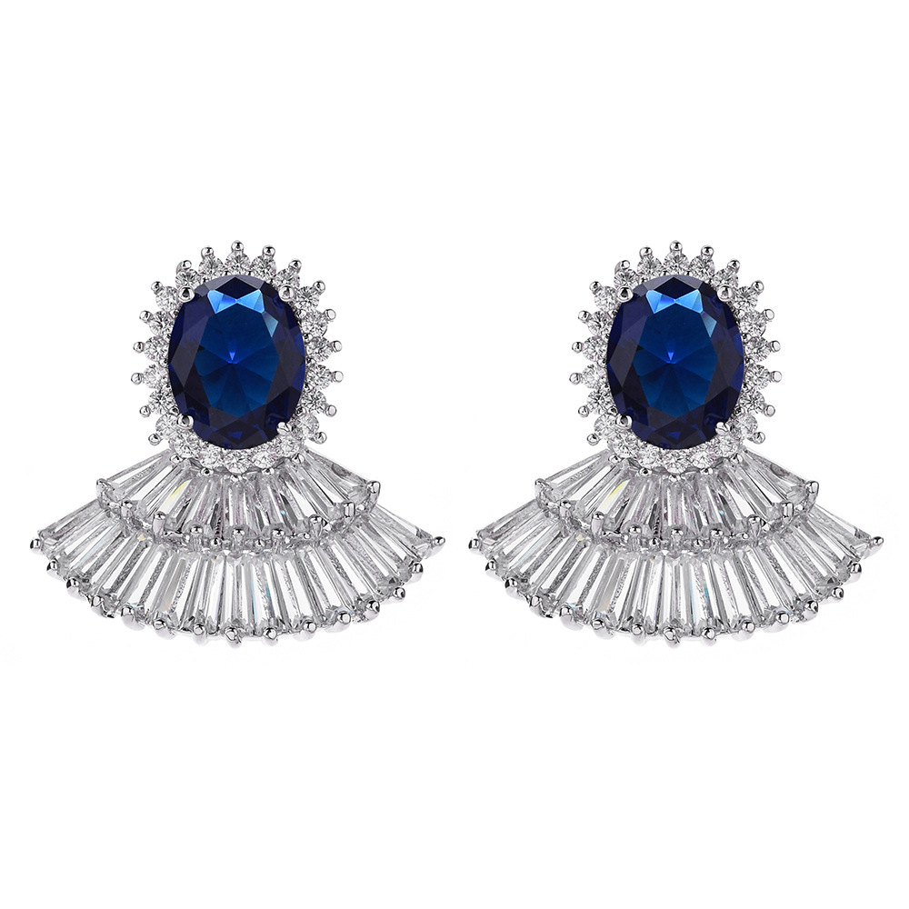Fashion Earring Sector Crystal Geometric Earrings For Women Girls Party Shopping