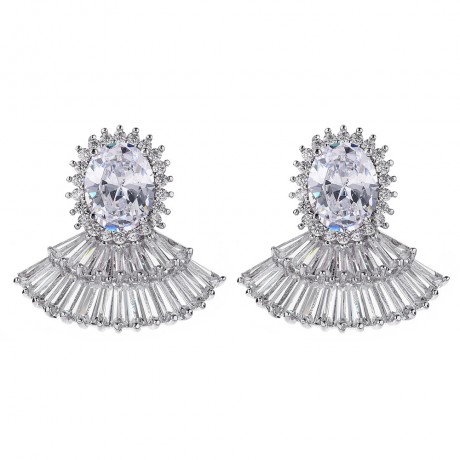 Fashion Earring Sector Crystal Geometric Earrings For Women Girls Party Shopping