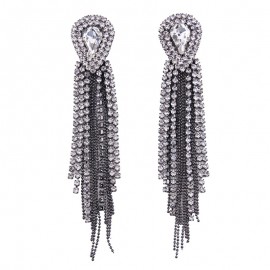 Luxury Tassel Earrings Diamond Drip Drill Long Earring For Women 