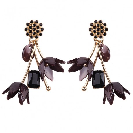 Unique Long Earring Diamond Flower Shape Earrings For Women