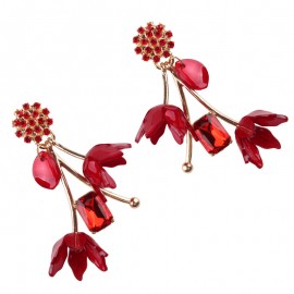 Unique Long Earring Diamond Flower Shape Earrings For Women 