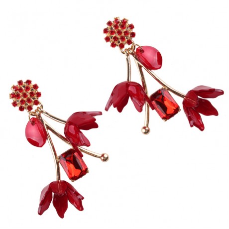 Unique Long Earring Diamond Flower Shape Earrings For Women