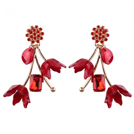Unique Long Earring Diamond Flower Shape Earrings For Women