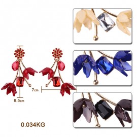 Unique Long Earring Diamond Flower Shape Earrings For Women 