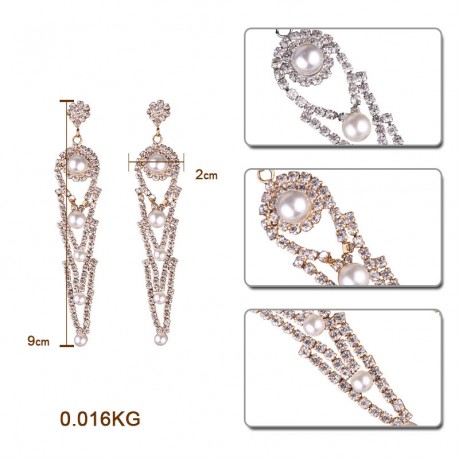 Hot Diamond Long Earrings Alloy Pearl Stud Earring For Girls