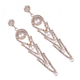 Hot Diamond Long Earrings Alloy Pearl Stud Earring For Girls 