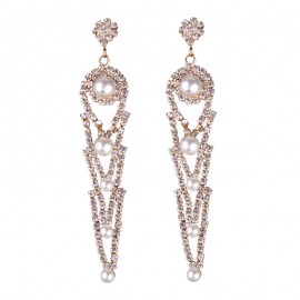Hot Diamond Long Earrings Alloy Pearl Stud Earring For Girls