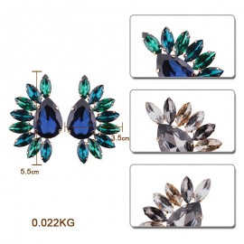 Fashion Gemstone Stud Earing Half Flower Shape Earrings For Girls And Women 