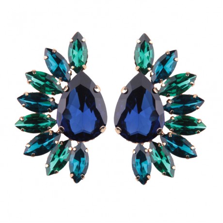Fashion Gemstone Stud Earing Half Flower Shape Earrings For Girls And Women