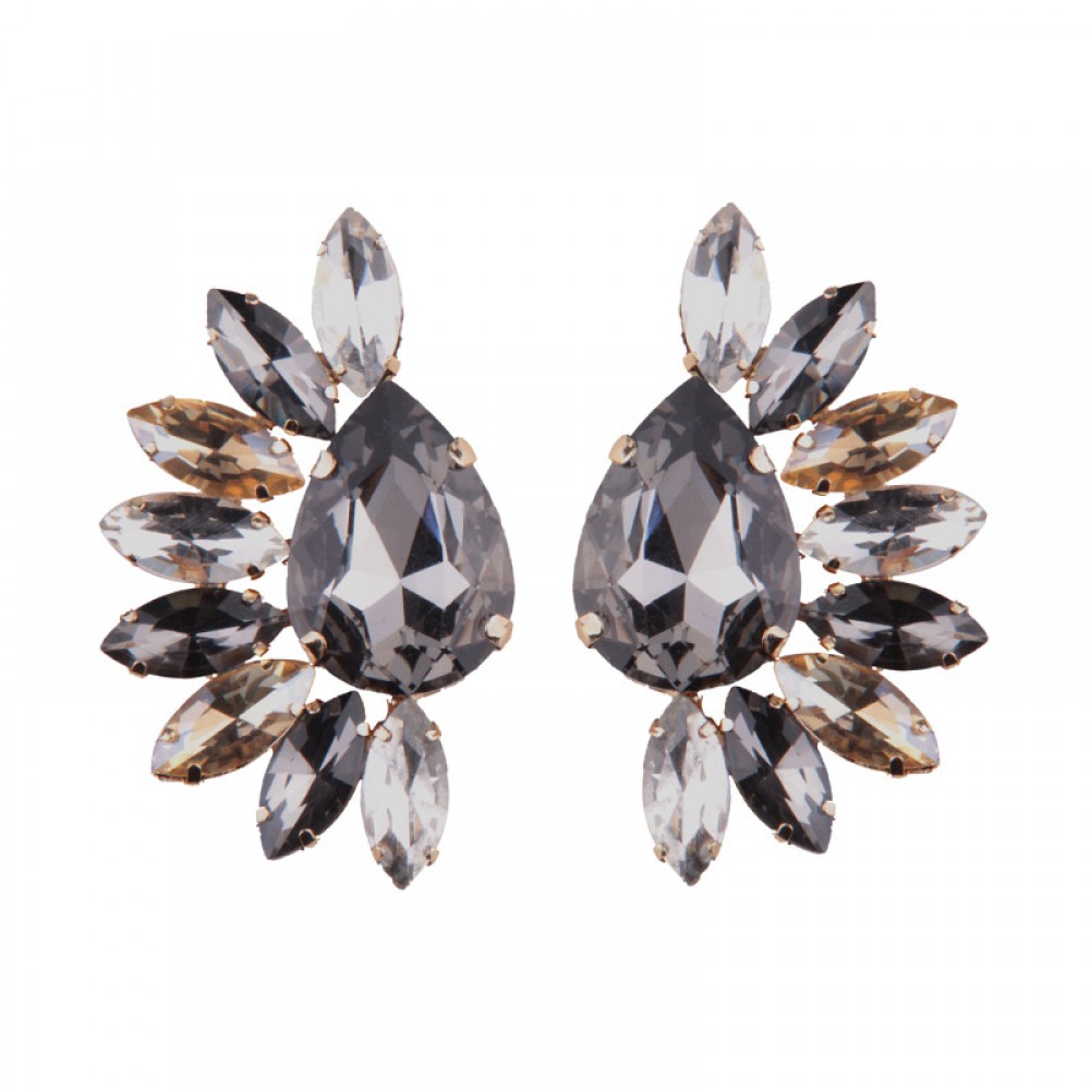 Fashion Gemstone Stud Earing Half Flower Shape Earrings For Girls And Women