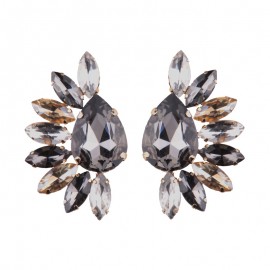 Fashion Gemstone Stud Earing Half Flower Shape Earrings For Girls And Women 