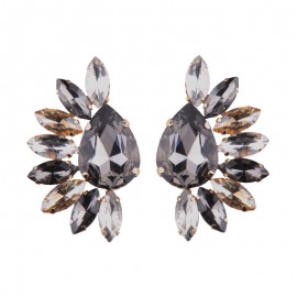 Fashion Gemstone Stud Earing Half Flower Shape Earrings For Girls And Women