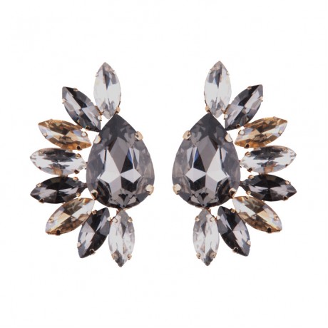 Fashion Gemstone Stud Earing Half Flower Shape Earrings For Girls And Women