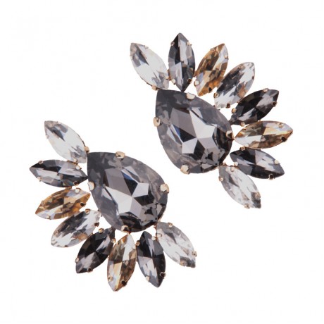 Fashion Gemstone Stud Earing Half Flower Shape Earrings For Girls And Women