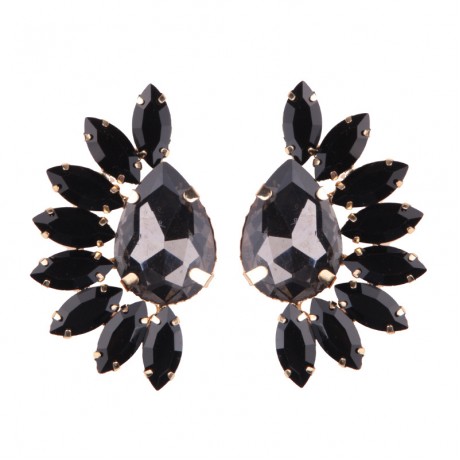 Fashion Gemstone Stud Earing Half Flower Shape Earrings For Girls And Women