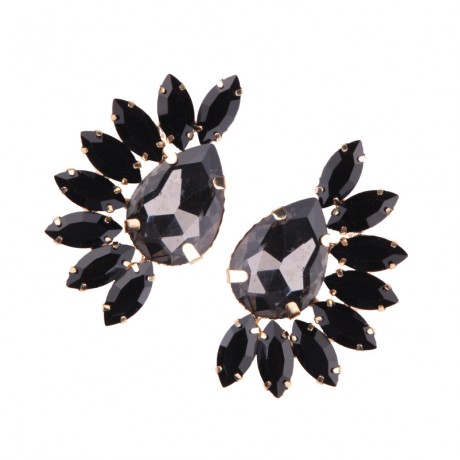Fashion Gemstone Stud Earing Half Flower Shape Earrings For Girls And Women