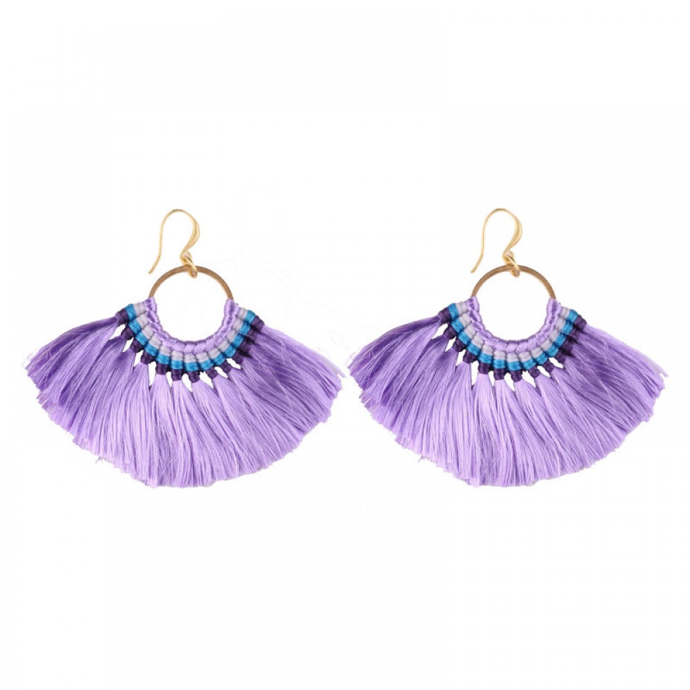 Fashion Fan-Shaped Tassel Popular Earrings Alloy Personality Ladies Pendant Earrings